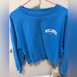 Sporty & Rich Blue Wellness Sweatshirt Cropped XL X Large